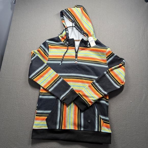 Departwest Other - Departwest Hoodie Mens Medium Black Orange Striped Baja Quarter Zip DWK365BK